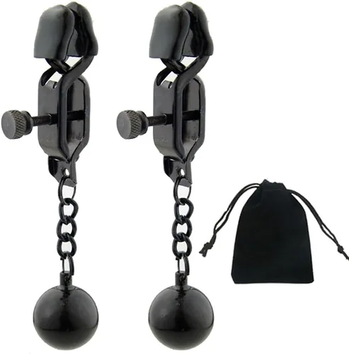 Miniatura 28 de Pinzas para pezón con peso de acero inoxidable con clip de cadena para pezón, bola ajustable, sin perforación, joyería para pezones para adultos