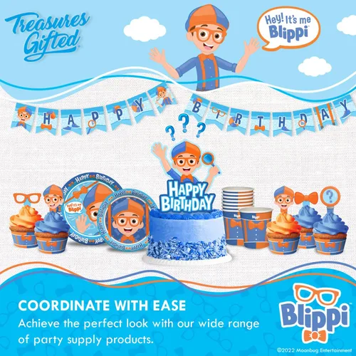 Miniatura 6 de Treasures Gifted Suministros de fiesta de cumpleaños con licencia oficial de Blippi, paquete de 48 servilletas, suministros para fiesta de Blippi
