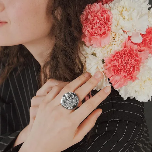 Miniatura 2 de Mytys Anillos de cóctel para mujer, chapados en oro de 18 quilates y plata con diseño de flores, para boda, compromiso, fiesta, regalo