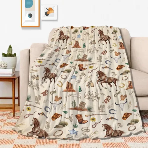 Miniatura 24 de Manta de caballos regalos para niñas y niños, manta de caballo regalos para decoración de bebé, manta de felpa suave y ligera de franela polar