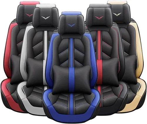 Miniatura 7 de Juego completo otoez de fundas de asiento para coche de piel sintética de lujo, universal, para asientos delanteros y traseros, se adapta a