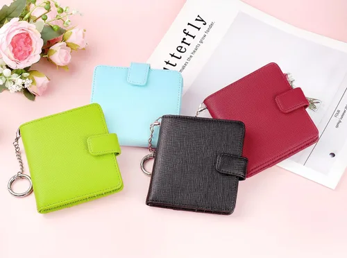 Miniatura 7 de FurArt Cartera plegable para mujer con 9 ranuras, bloqueo RFID, ventana de identificación, cartera compacta con llavero