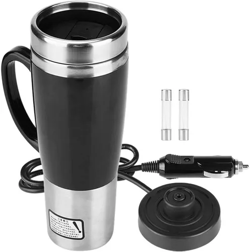Taza de calefacción de viaje de acero inoxidable de 15.2 fl oz, calentador de taza de café para coche hervido, calentador de taza de café con