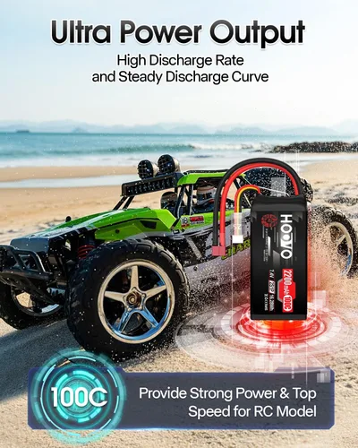 Miniatura 5 de HOOVO 2S Shorty Lipo Battery 2200mAh 100C 7.4V RC Lipo Batería con conector Deans para FPV Racing Drone RC Avión Helicóptero Quadcopter Car-2 Pack