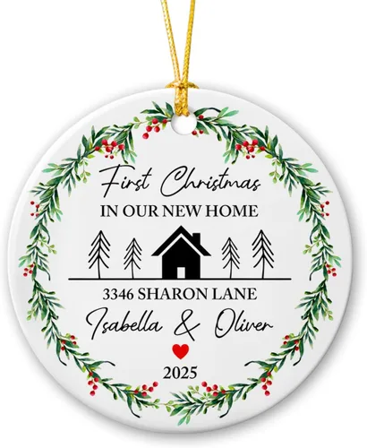 Miniatura 11 de Adorno personalizado de Navidad, aniversario de boda, aniversario de 2025, adornos de cerámica de Navidad para parejas, esposo, esposa, adorno
