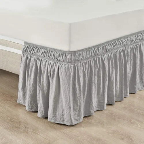 Miniatura 8 de Lush Decor Falda de cama elástica con volantes fruncidos, fácil de envolver, individual individual/individual XL, color blanco completo, falda