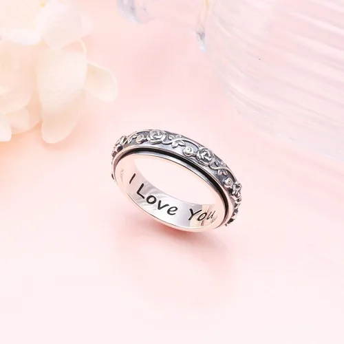 Miniatura 3 de Anillos giratorios de plata de ley S925 para aliviar la ansiedad y el aburrimiento, TDAH, autismo, banda para mujeres y adolescentes, Plata Esterlina
