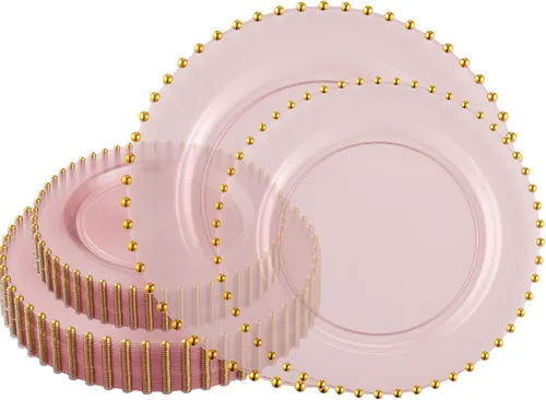 Miniatura 18 de Plasticpro - Juego de platos combinados de 32 piezas de plástico para cena, platos desechables de plástico elegantes y resistentes para fiestas de 7