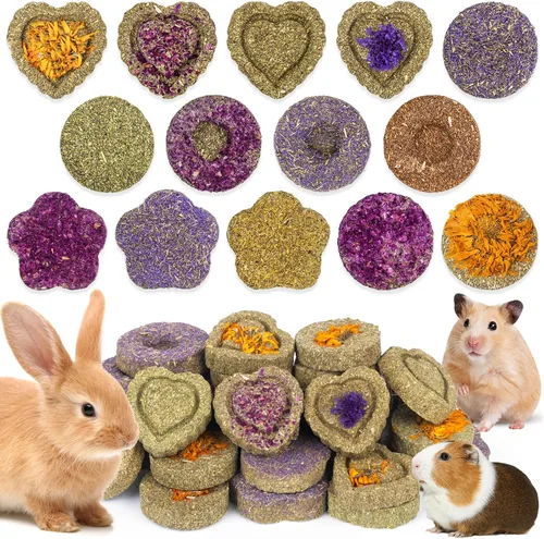 Miniatura 12 de VESPRO Juguetes para conejos, 21 piezas de juguetes masticables para conejos para dientes, golosinas naturales para conejillos de indias, palitos