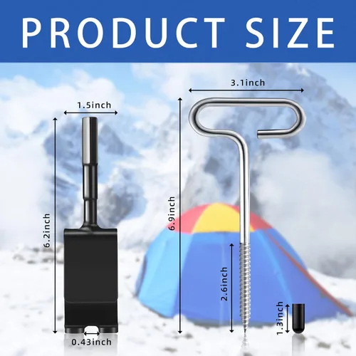 Miniatura 2 de Kit de herramientas de anclaje de hielo, 1 adaptador de taladro de anclaje de hielo con 4 clavijas roscadas para pesca en hielo, clavo de estaca