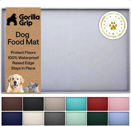 Miniatura 16 de GORILLA GRIP - Alfombrilla de silicona 100% impermeable con bordes elevados, sin BPA, para mascotas, tapetes para comida de perros y gatos, contiene