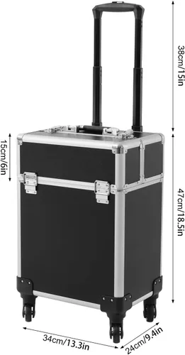 Miniatura 6 de Estuche de tren de maquillaje rodante, cosméticos, maquillaje, belleza, salón de uñas, peluquería, con compartimento de espuma de 12 compartimentos