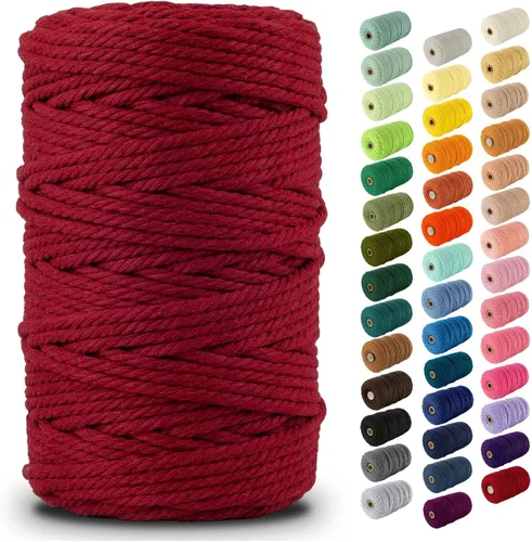 Miniatura 169 de Nook Theory - Cuerda de macramé de 3 mm, 220 yardas de cuerda de algodón, hilo de 4 mm y 5 mm, cuerda para manualidades, perfecta para colgantes