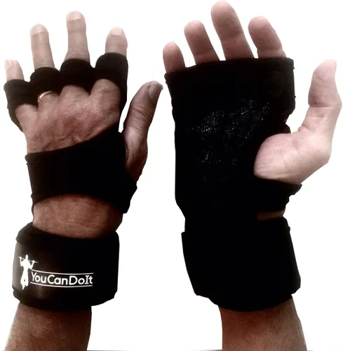 RiverView Enterprise Guantes de entrenamiento cruzado con soporte para muñeca y palma acolchada de silicona antideslizante y cuero para