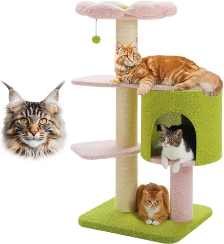 Miniatura 9 de MUTTROS Maine Coon Árbol para Gatos-67 Torre Grande para Gatos de Interior Gatos Grandes Adultos con 7 Postes Rascadores Negros Gruesos (φ4.3)