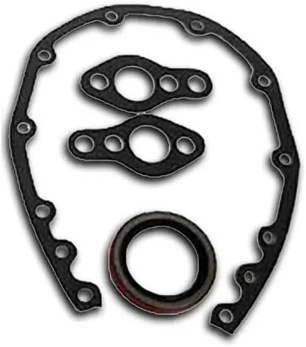 Miniatura 2 de Cobra-Tek para 55-95 Chevy SB 283 305 327 350 400 Juego de cubierta de cadena de distribución con lengüeta de sincronización (Negro)