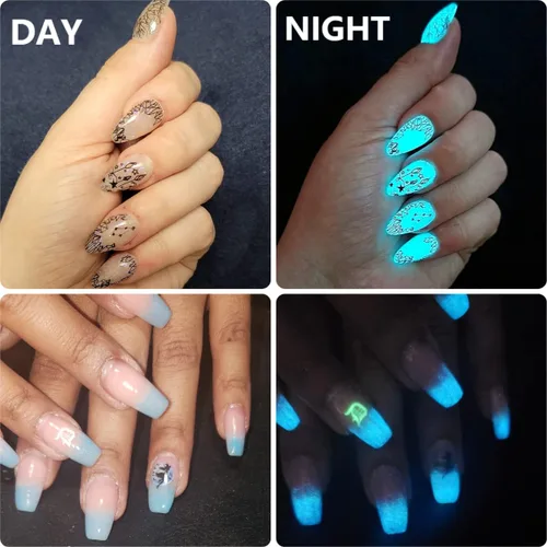 Miniatura 3 de Pigmento de fluorescencia nocturna ultrafino brillo brillo polvo de uñas polvo brilla en la oscuridad polvo luminoso decoración punta belleza