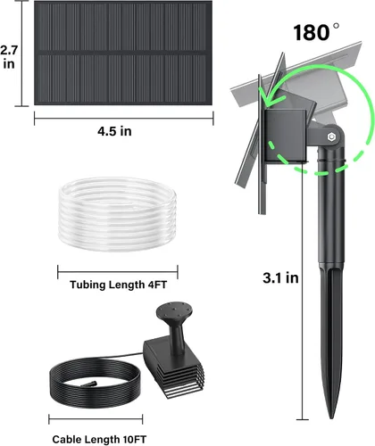 Miniatura 4 de Biling Bomba solar para fuente de agua, baño solar para pájaros, al aire libre con tubo, bomba de fuente de energía solar para estanque de pájaros