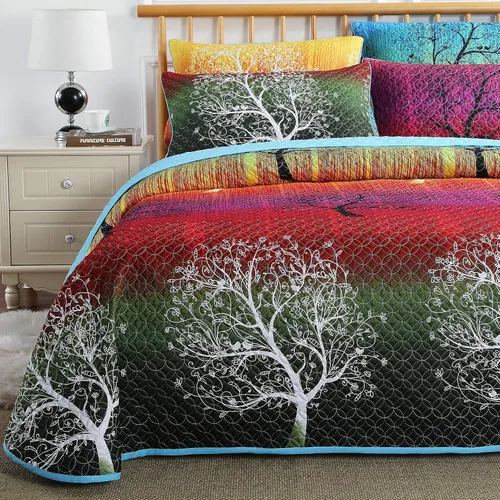 Miniatura 7 de Swanson Beddings Juego de colcha de árbol de arco iris: edredón y una funda de almohada (individual)