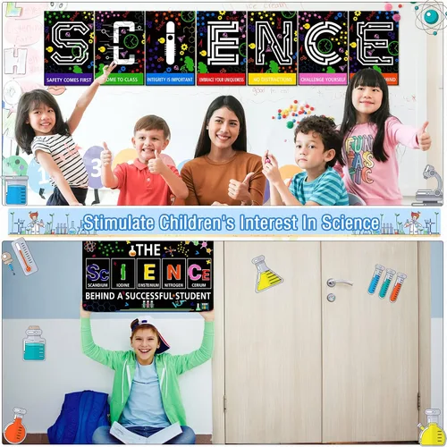 Miniatura 3 de Yexiya 8 piezas de decoración de aula de ciencias, póster de ciencia importantes, póster de método científico, tablón de anuncios, pósteres de clase