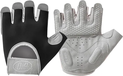 Miniatura 8 de SUJAYU Guantes de entrenamiento para mujeres y hombres, guantes antideslizantes sin dedos para levantamiento de pesas, guantes de entrenamiento