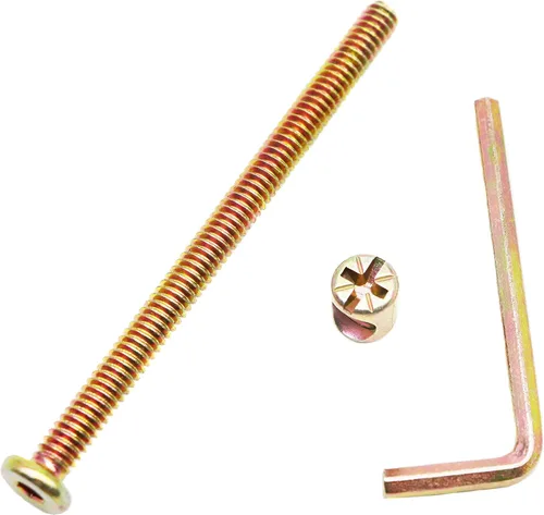 Miniatura 6 de Paquete de 15 tornillos de cuna de 1/4-20 x 1-5/8 pulgadas, tornillos hexagonales chapados en zinc, tuercas de barril para literas, cunas, muebles