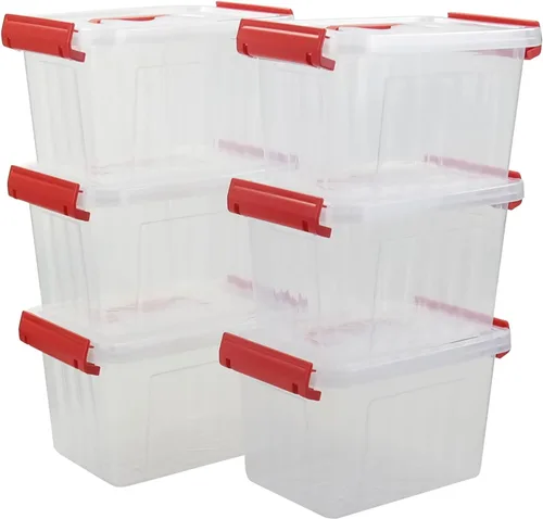 Miniatura 6 de Mini caja de almacenamiento de plástico con asa, 3 cuartos de galón, paquete de 6