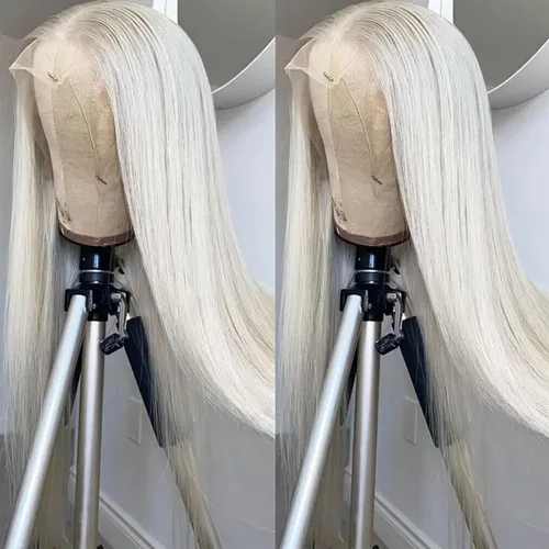Miniatura 19 de Missyvan Pelucas de encaje frontal de cabello largo y lacio, color marrón natural, sin pegamento, castaño y rubio, pelucas sintéticas con encaje