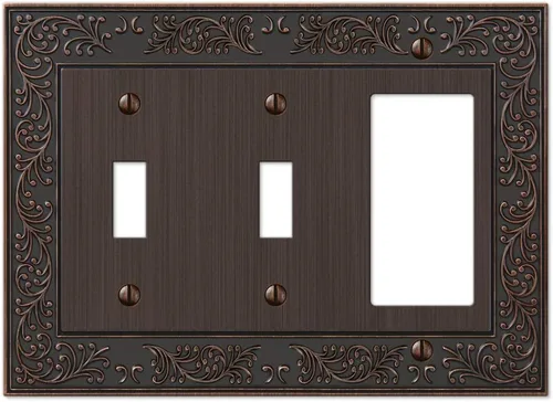 Miniatura 17 de Amerelle 43RRAN English Garden Placa de Pared, 2 Rocker, Metal Fundido, Níquel Antiguo, Paquete de 1