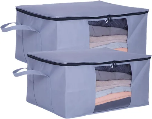 Miniatura 8 de Bolsas de almacenamiento de ropa con cremallera con ventana transparente de plástico y asas resistentes, ideales para almacenamiento de temporada