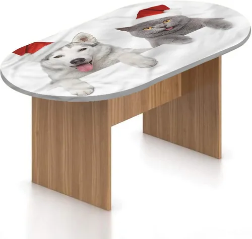 Miniatura 21 de XISUNYA Mantel ovalado ajustable de poliéster elástico para Navidad, mantel ajustable con estampado de árbol de Navidad, se adapta a mesas ovaladas