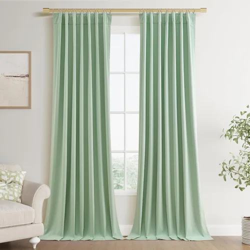 Miniatura 83 de Joywell 2 cortinas opacas 100%, lino, beige natural, trabillas traseras/cinta con ganchos, aislantes, de dormitorio, comedor, sala, puerta corrediza