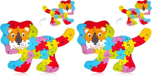 Miniatura 13 de lovestown - Rompecabezas de madera con diseño de animales, rompecabezas con letras, diseño de serpiente.