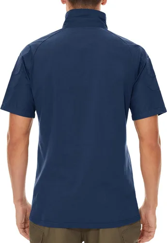 Miniatura 19 de MAGCOMSEN Camisas militares tácticas para hombre con cremallera de 1/4, manga corta, ajustada, camisa de camuflaje