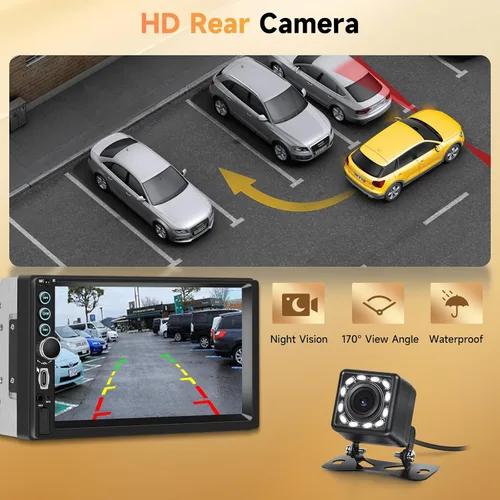 Miniatura 6 de Estéreo de coche doble DIN con pantalla táctil HD de 7 pulgadas, Carplay inalámbrico y Android Auto, Bluetooth, SWC, receptor de radio FM