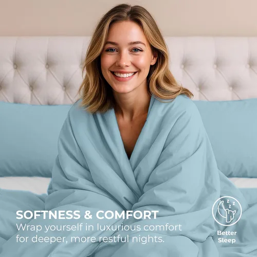 Miniatura 7 de Pure Bedding Sábanas – Juego de sábanas individuales [3 piezas, azul cielo] – Hotel Luxury 1800 microfibra cepillada – Suave y transpirable – Sábana