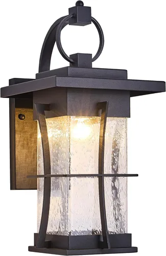 Miniatura 9 de Paquete de 2 Apliques Exteriores de Bronce Frotado con Aceite con Sensor Fotocélula de Anochecer a Amanecer, Linternas de Porche Exteriores