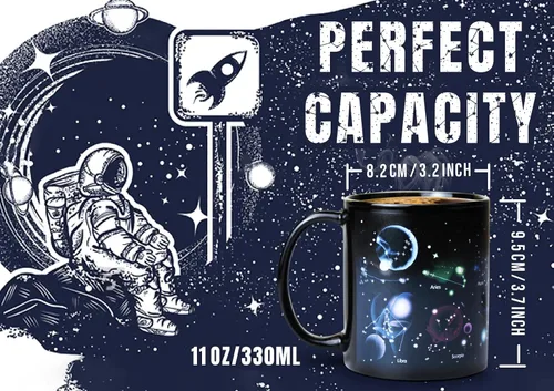 Miniatura 6 de Regalos de Astronomía Taza de Café con Tapa, 12 Regalos del Espacio de Constelaciones para Hombres y Mujeres, Taza de Cerámica con Tema de Planeta