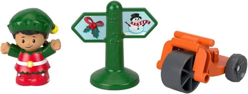 Miniatura 2 de Mattel Fisher‑Price Little People 2023 - Juego completo de figuras navideñas de 3 paquetes – reno, trineo y regalo; elfo y triciclo; Papá Noel