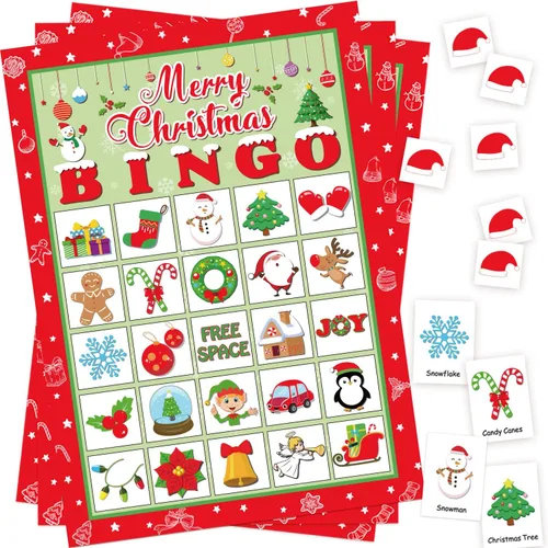 Moon Boat 40 Jugadores Juegos de Bingo de Navidad Navidad Vacaciones Invierno Suministros Favores