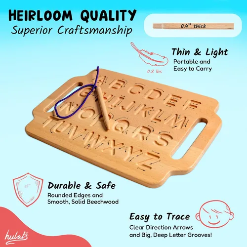 Miniatura 5 de Hulats Aprende a Escribir: Tablero Sensorial Portátil de Madera para Trazado de Letras del Alfabeto - Práctica de Escritura para Niños Pequeños