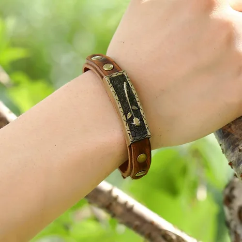 Miniatura 2 de Pulseras de cuero boho vintage marrón pulsera hebilla hebilla rosa pulseras hechas a mano para mujeres y hombres