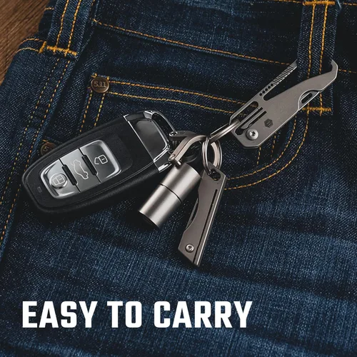 Miniatura 7 de KeyUnity KK08 EDC Cuchillo plegable de titanio con mosquetón para llevar a diario (KK08)