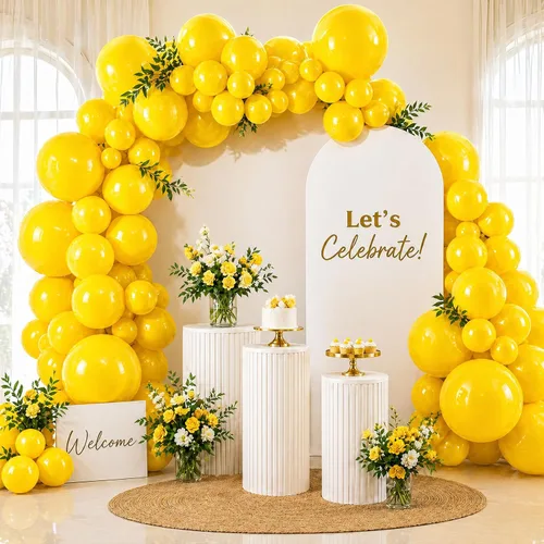 Miniatura 7 de EMART Globos amarillos de 12 pulgadas, globos de látex 100 piezas para fiestas, cumpleaños, bodas, baby shower, graduación, decoración temática