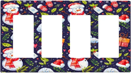 Miniatura 23 de Cubierta de interruptor de luz dúplex de 1 banda, cubierta decorativa de Navidad con copos de nieve rojos, placa frontal decorativa para cocina