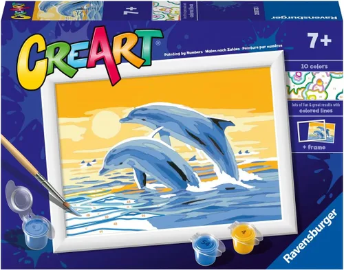 Miniatura 2 de Ravensburger CreArt Delightful Dolphins - Kit de pintura por números para niños, pintura de artes y manualidades para edades de 7 años en adelante