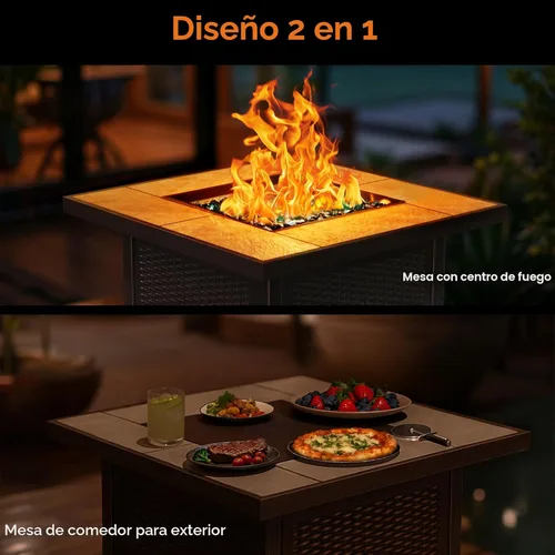 Miniatura 8 de BALI OUTDOORS - Mesa para fogata de gas propano 32 pulgadas, 50,000 BTU, fogatas cuadradas de gas para exterior, color marrón