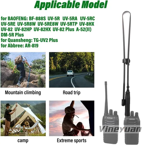 Miniatura 3 de Antena táctica CS plegable 27.6 in/27.56 pulgadas SMA-hembra doble banda VHF UHF 136/520Mhz para Kenwood BaoFeng UV-5R UV-82 BF-888S Retevis H777