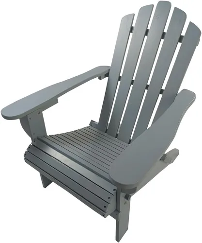 Miniatura 4 de Foldable Wooden Adirondack Chair for Outdoor and Indoor Use, Comfortable Lounge Design with Wide Seat and Armrests, Oak Finish (Grey + Solid Wood)