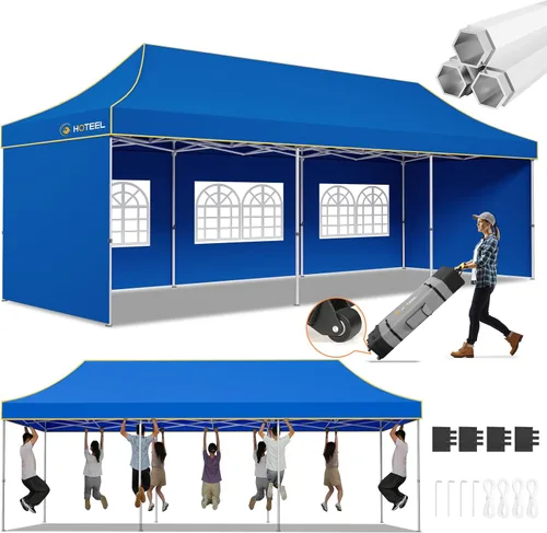Miniatura 27 de Hoteel 10x15 Pop Up Canopy Tent Heavy Duty with 4 Sidewalls, Waterproof Party Tent, Easy Set-up Commercial Instant Tents with Roller Bag & Sandbags